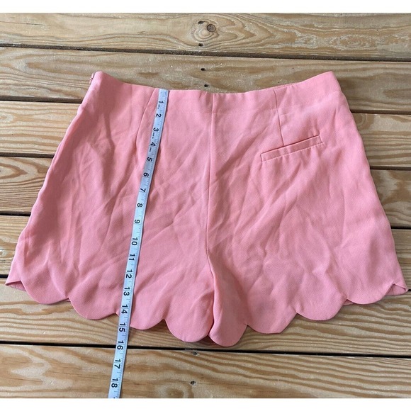 NWT Mittoshop Scallop Hem High Waisted Casual Shorts Size Large Women’s Peach - Picture 6 of 9